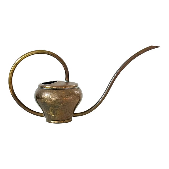 Vintage German Hammered Brass Watering Can For Sale