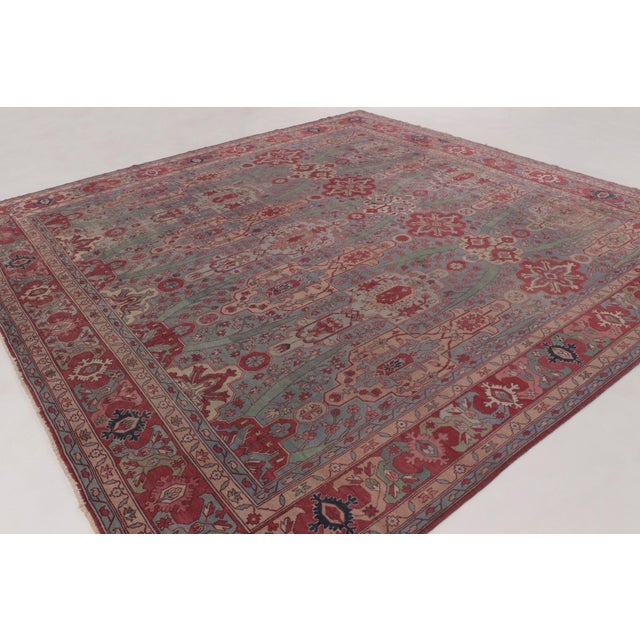 Rug & Kilim Antique Ghiordes Square Rug With Floral Lattice in Multicolour - Rug & Kilim For Sale - Image 4 of 10