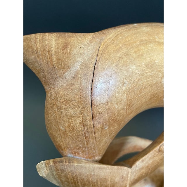 Vintage Wood Carving Duo Dolphin Sculpture For Sale - Image 12 of 12