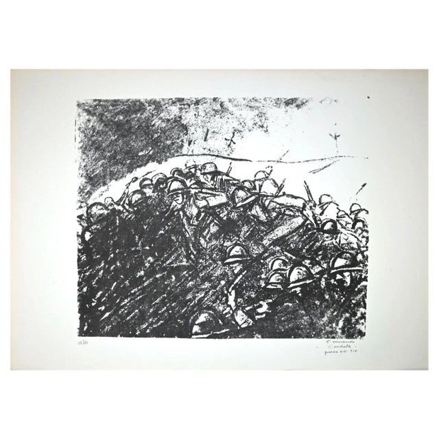 Pietro Morando, The Wave, Original Lithograph, 1950s For Sale