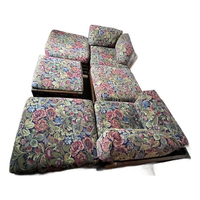 Mid 20th Century Ficks Reed Bamboo Rattan Modular Sectional Corner Chairs Chaise Couch Footstool For Sale