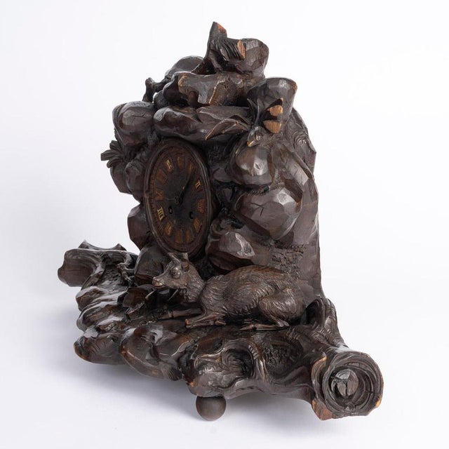 Carved Wooden Mantelclock, 19th Century For Sale - Image 6 of 11