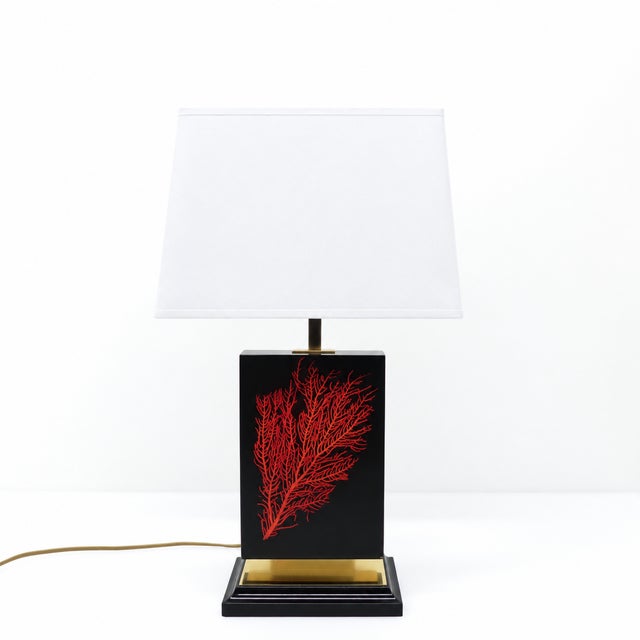 Caribbean Lamp with Red Gorgonian Inclusion from Maison Le Dauphin, France, 1970s For Sale - Image 9 of 9