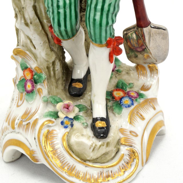 Ceramic Vintage Capodimonte Italy Youth With Fruit Porcelain Figurine For Sale - Image 7 of 9