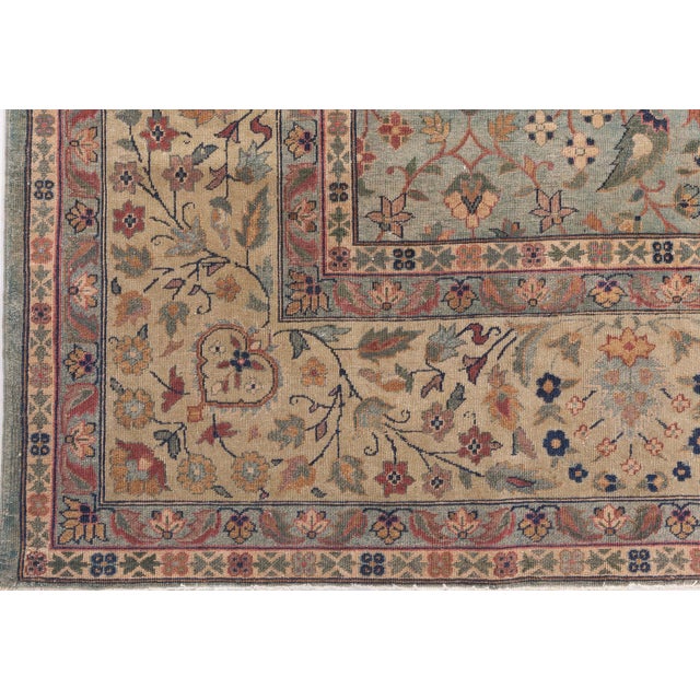 Authentic Indian Botanic Handmade wool Rug For Sale - Image 10 of 14