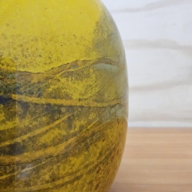 Mouth-Blown Studio Glass Vase in Yellow Tones attributed to Ioan Nemtoi, 2000s For Sale - Image 10 of 18