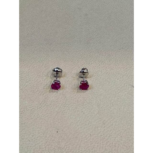 1 Carat Solitaire Natural Ruby Earrings 4 Prongs Screw Back 14 Karat White Gold For Sale - Image 18 of 18