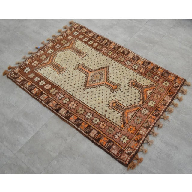 Brown Handmade Turkish Tribal Rug. Neutral Colors Petite Rug - 3'6" X 4'11" For Sale - Image 8 of 12