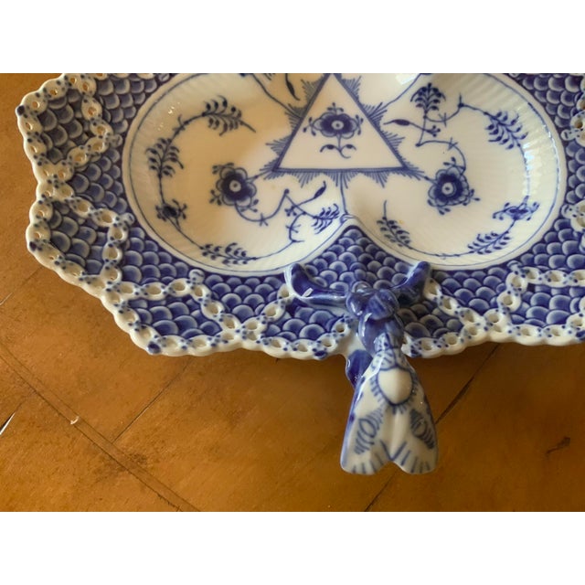 Ceramic 1950s Royal Copenhagen Blue Fluted Full Lace Cabaret Dish For Sale - Image 7 of 8