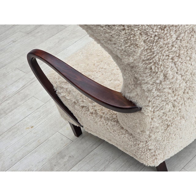 Danish High-Back Lounge Chair in Sheepskin, 1960s For Sale - Image 10 of 18