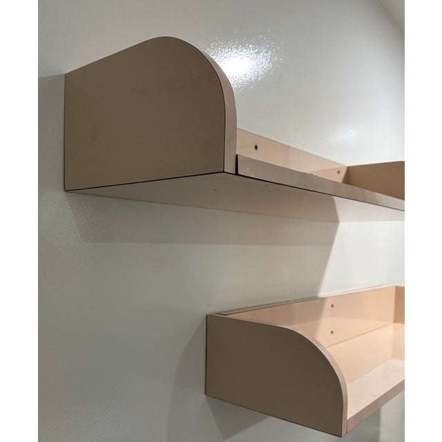 1980s Blush Pink Laminate Floating Shelves - a Pair For Sale In New York - Image 6 of 7