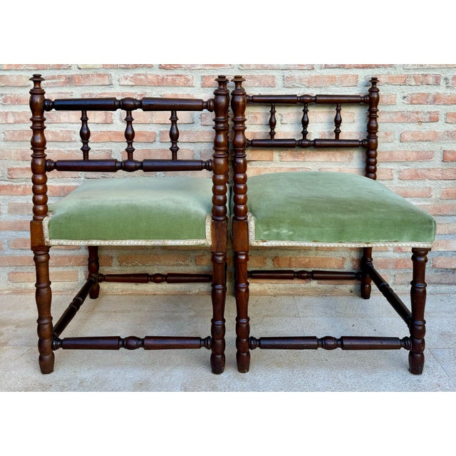 Mid 20th Century Mid-Century French Corner Chairs, 1940s, Set of 2 For Sale - Image 5 of 18