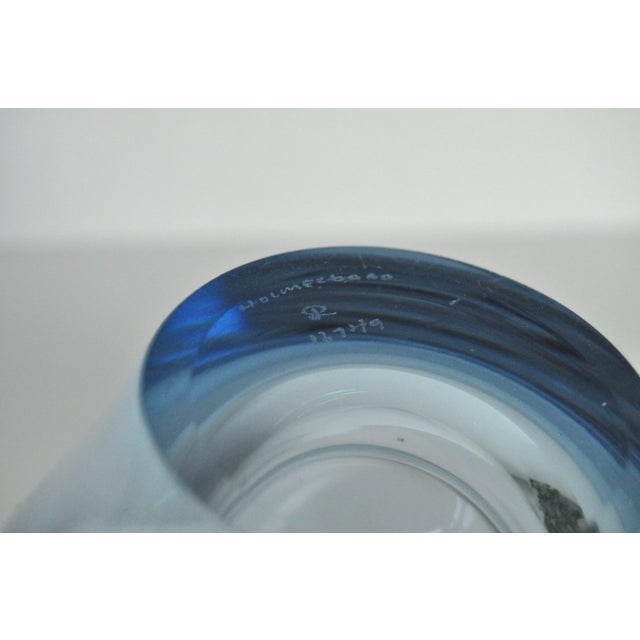 Blue Hand Blown Aqua Blue Glass Bowl by Per Lütken for Holmegaard, 1950s For Sale - Image 8 of 12
