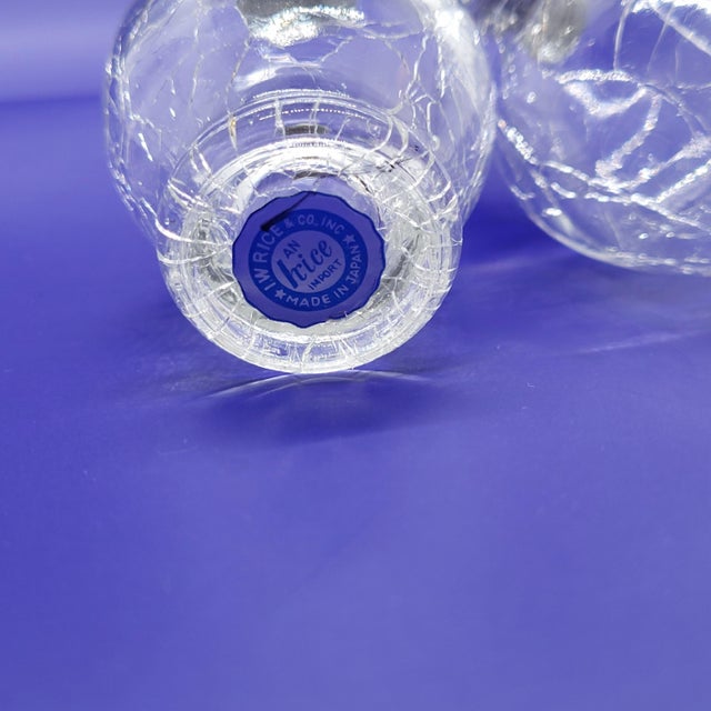 Transparent Vintage Irice Japan Crackle Glass Salt and Pepper Shakers Clear Mid Century Set For Sale - Image 8 of 10