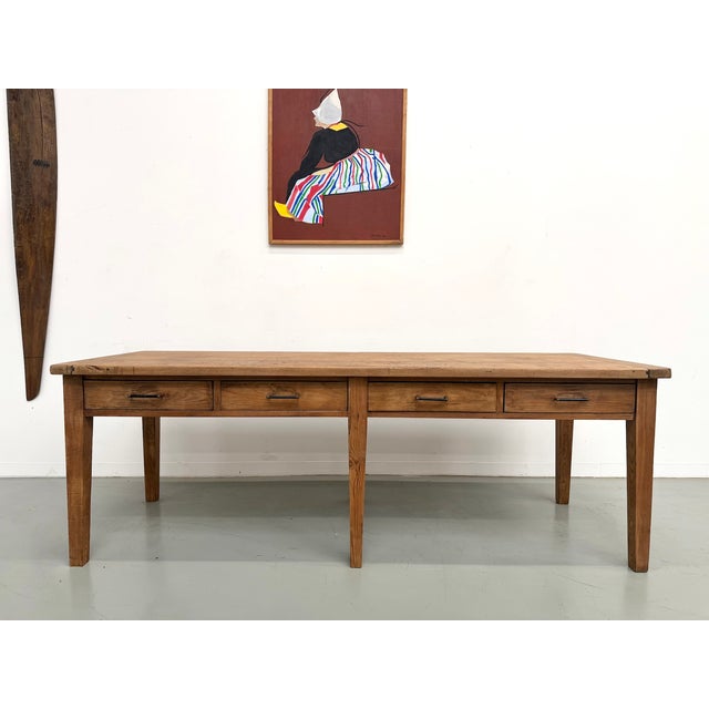 Large Farmhouse Table with Oak Top and Spindle Legs, 1950s For Sale - Image 3 of 18
