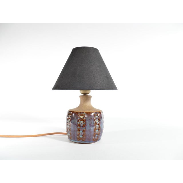 Scandinavian Modern Blue Glazed Stoneware Table Lamp from Søholm Stoneware, 1960s For Sale - Image 3 of 15