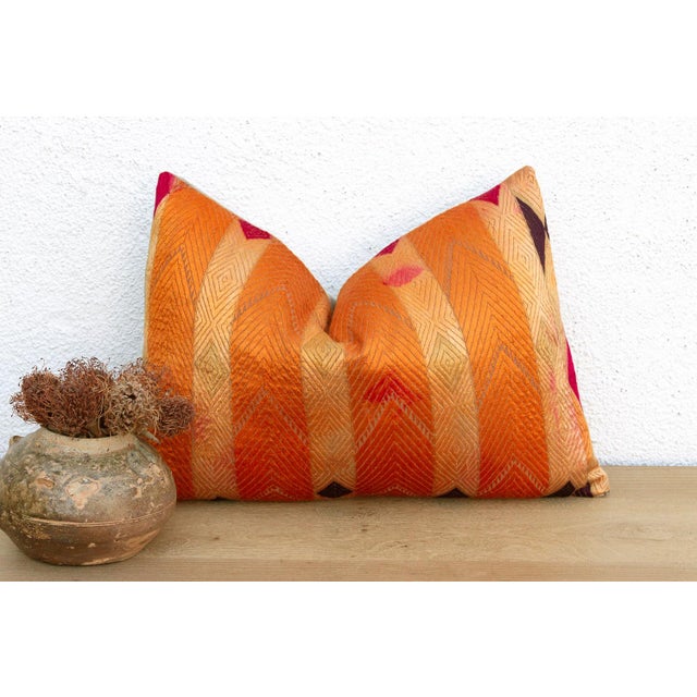 Amritsar Radiant, Heirloom Bagh Phulkari Pillow For Sale - Image 4 of 6