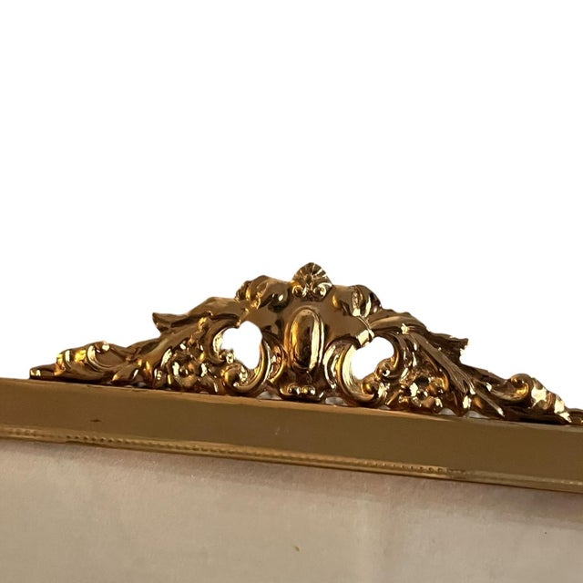 Early 20th Century 6" X 4" Vintage Ornate Picture Frame Tray Brass Hollywood Regency Glam Baroque French Empire Victorian For Sale - Image 5 of 9