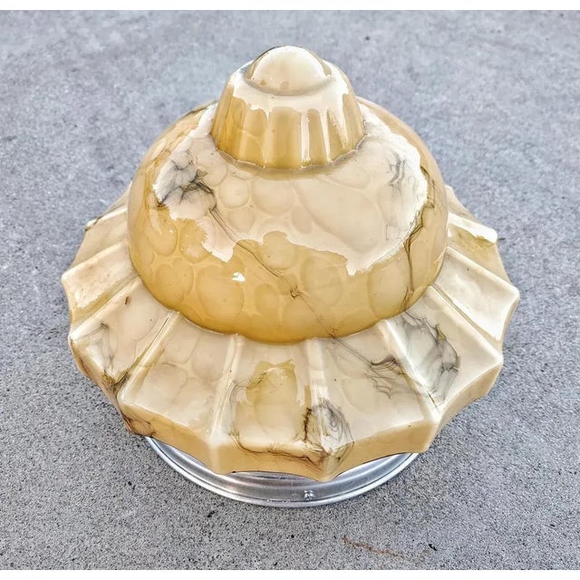 Art Deco Flush Mount or Sconce in Marble-Like Glass, Austria, 1930s For Sale - Image 6 of 8