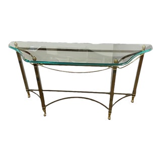 La Barge Brass and Nickel Console With Glass Top For Sale