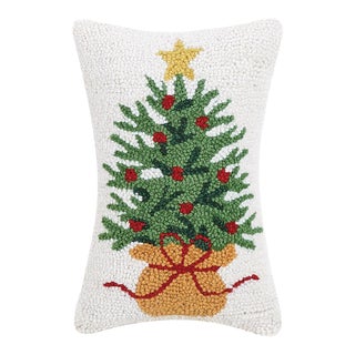 Wrapped Christmas Tree Hook Pillow 8" x 12" For Sale