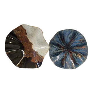 Vintage Mid Century Textured Studio Pottery Dishes For Sale