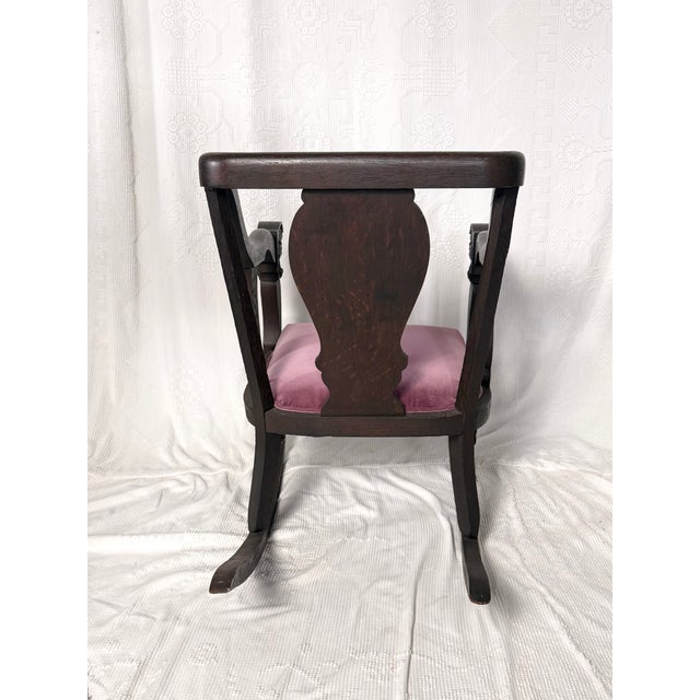 Late 19th Century Gothic Carved Wood Rocking Chair With Women's Faces For Sale - Image 6 of 13