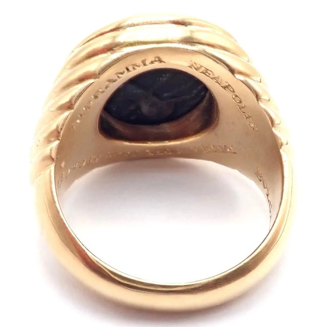 Metal Bulgari Gold Monete Antique Coin Signet Ring, Size 6.5 For Sale - Image 7 of 10