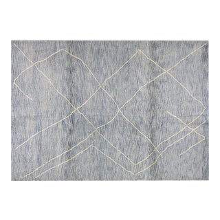 Moroccan Hand Knotted Modern Rug Organic Wool Natural Color With Soft Texture,6'7"x9'3" For Sale
