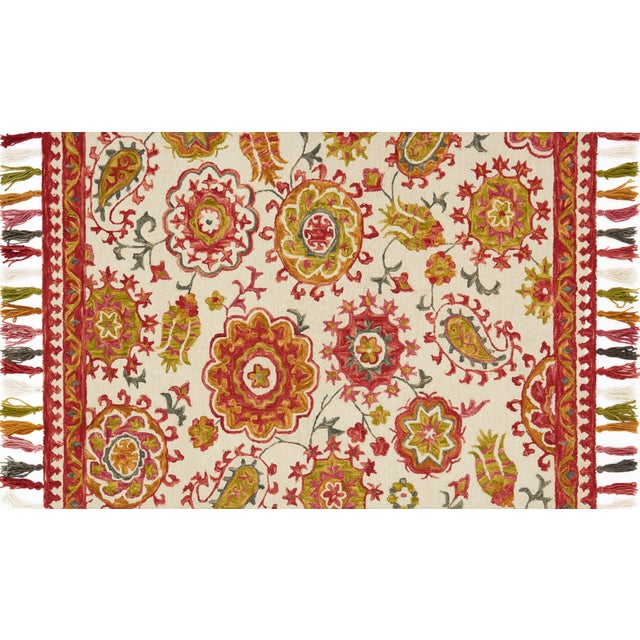 Transitional Loloi Rugs Farrah Rug, Ivory / Berry - 1'6"x1'6" For Sale - Image 3 of 3