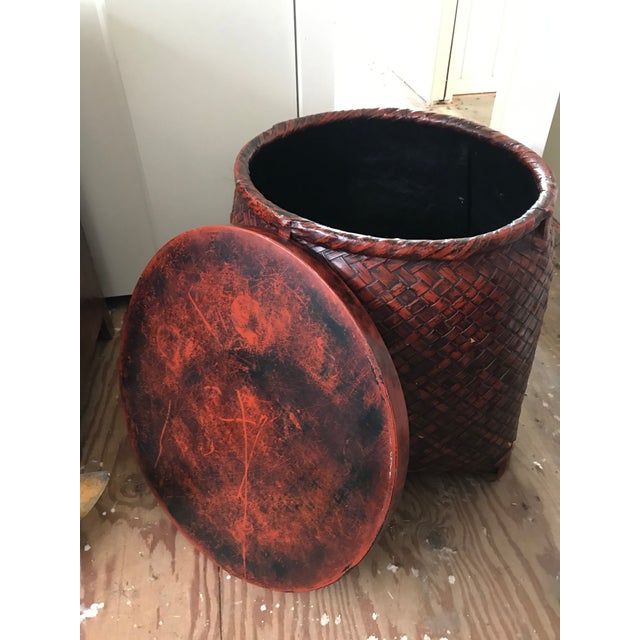 Early 20th Century Large Japanese Rice Container With a Black Lid