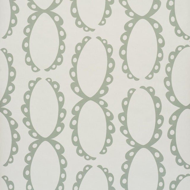 Schumacher The Saints Wallcovering In Cool Green For Sale In New York - Image 6 of 6