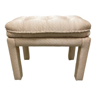 Vintage Silk Pillow Top Parsons Stool For Sale