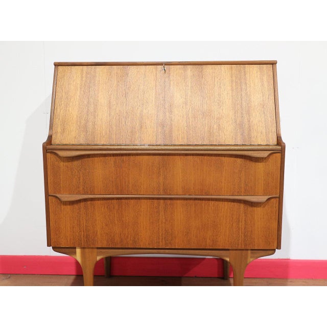 Mid Century Modern Vintage Teak Bureau Secretaire Desk by S Form Danish Style For Sale - Image 9 of 10
