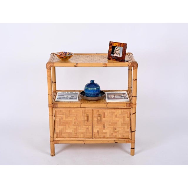 Mid-Century Storage Cabinet in Woven Rattan and Bamboo, Italy, 1970s For Sale - Image 3 of 17