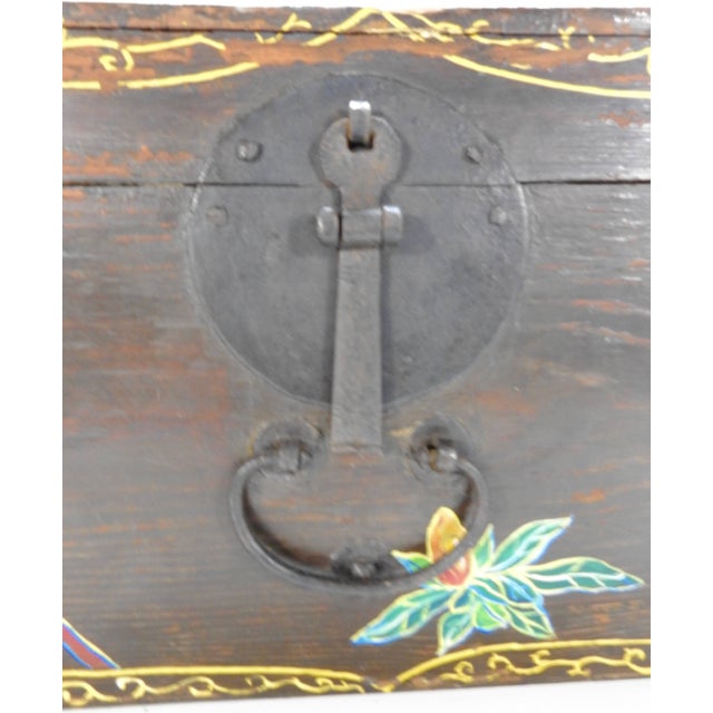 19th Century Hand-Painted Korean Trunk For Sale - Image 4 of 11