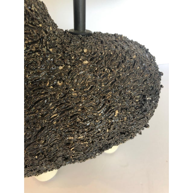 Black Handmade Black Ceramic Sheep Lamp For Sale - Image 8 of 9