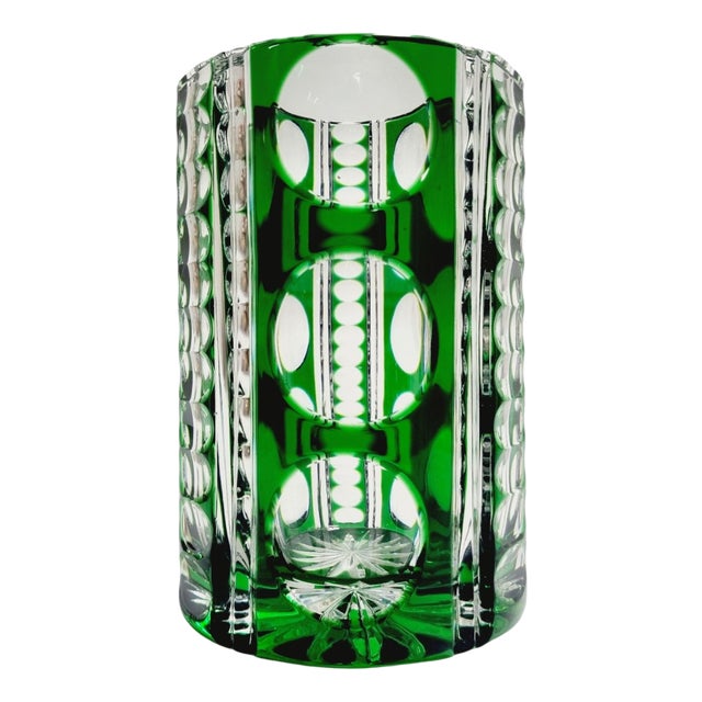 Tinted Emerald Green Lead Crystal Vase, 1970s For Sale