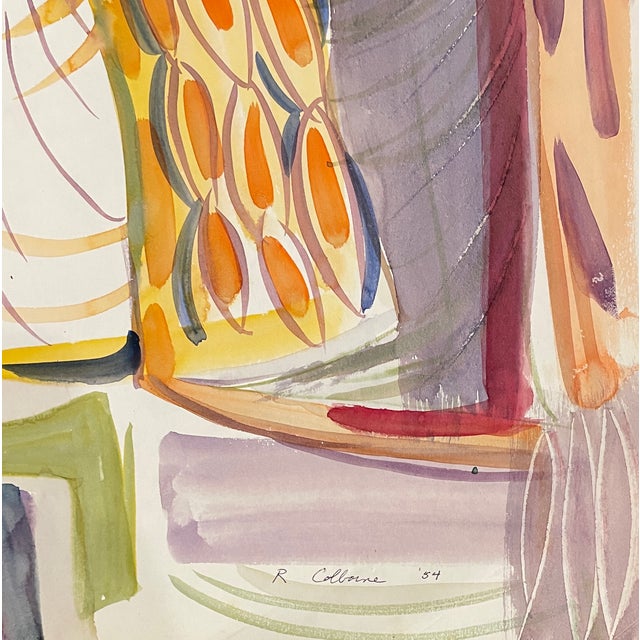 MCM painting on paper by artist Robert Colborne (1931-2002) of New York. Signed and dated lower right. Colborne worked in...