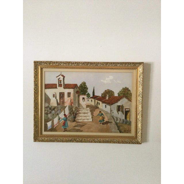 Mediterranean 1970s Vintage Watercolor Framed Hand Painted Mediterranean Provincetown Portrait a Pair For Sale - Image 3 of 8