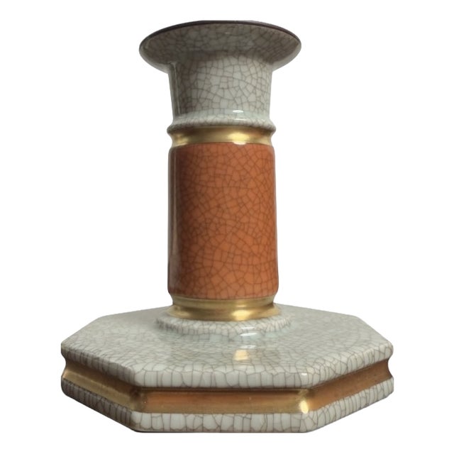 Danish Craquelé Porcelain Candlestick from Royal Copenhagen For Sale