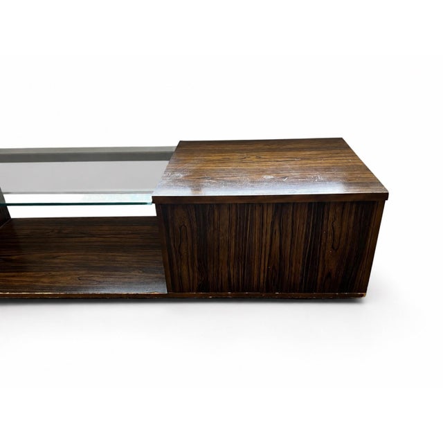 Wood Vintage Art Deco Revival Figured-Wood and Glass Storage Coffee Table For Sale - Image 7 of 12