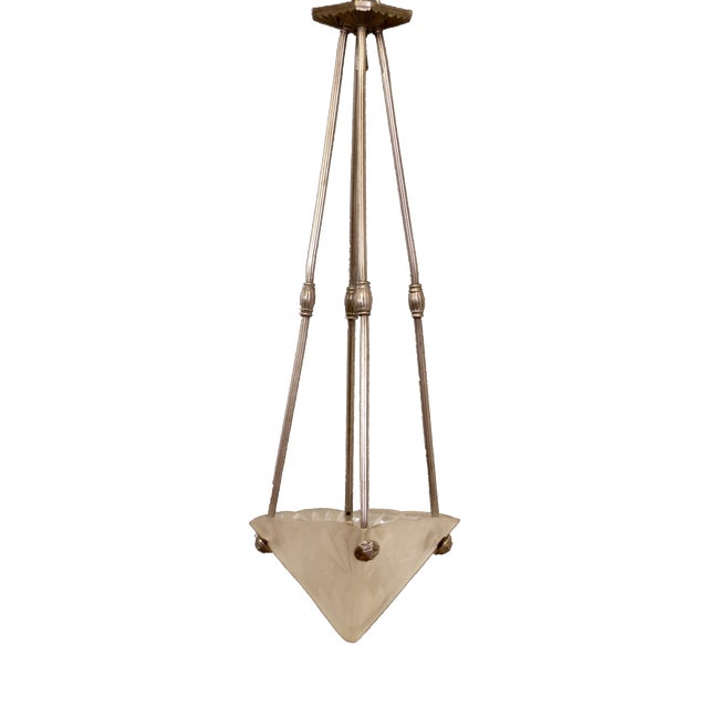 Art Deco French Pendant Lamp by David Gueron for Verrerie Dart Degué, 1920s For Sale