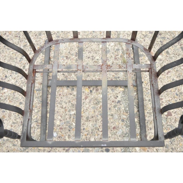 Metal Meadowcraft Athens Deep Seating Wrought Iron High Back Spring Patio Lounge Chair For Sale - Image 7 of 12