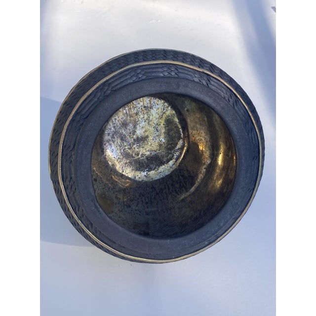 Black Candone Wharton Raku Basketweave Patterned Lidded Vessel For Sale - Image 8 of 12