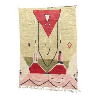 1990s Vintage Abstract Berber Moroccan Boujaad Rug For Sale