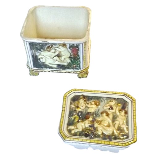 Ceramic Vintage Italian Ceramic Cherub Lidded Box For Sale - Image 7 of 9