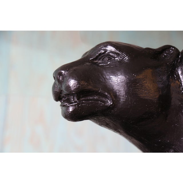 1970s 1970s Vintage Panther Glass Dining Table / Desk Plaster Hollywood Regency For Sale - Image 5 of 10