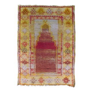 Antique Hand Knotted Turkish Prayer Rug 2'6"x 3'6" For Sale