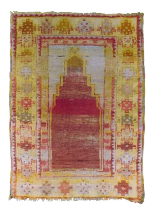 Antique Hand Knotted Turkish Prayer Rug 2'6"x 3'6"